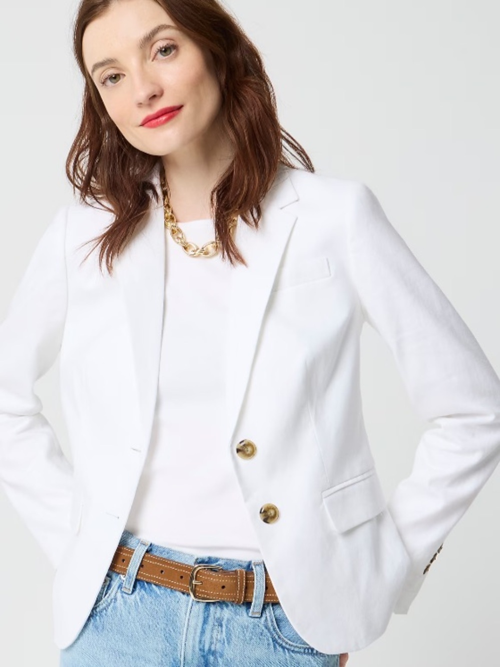 J crew white Linen-blend schoolboy blazer